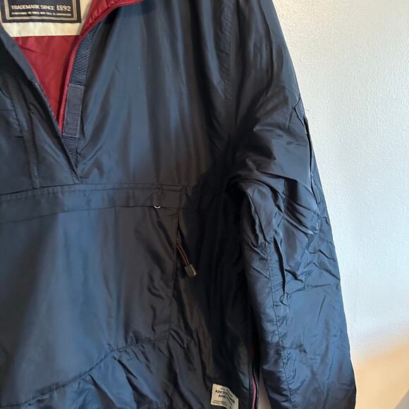 Abercrombie & Fitch Blue & Red Anorak kangaroo Pouch Pullover Jacket Size Small - Picture 2 of 10